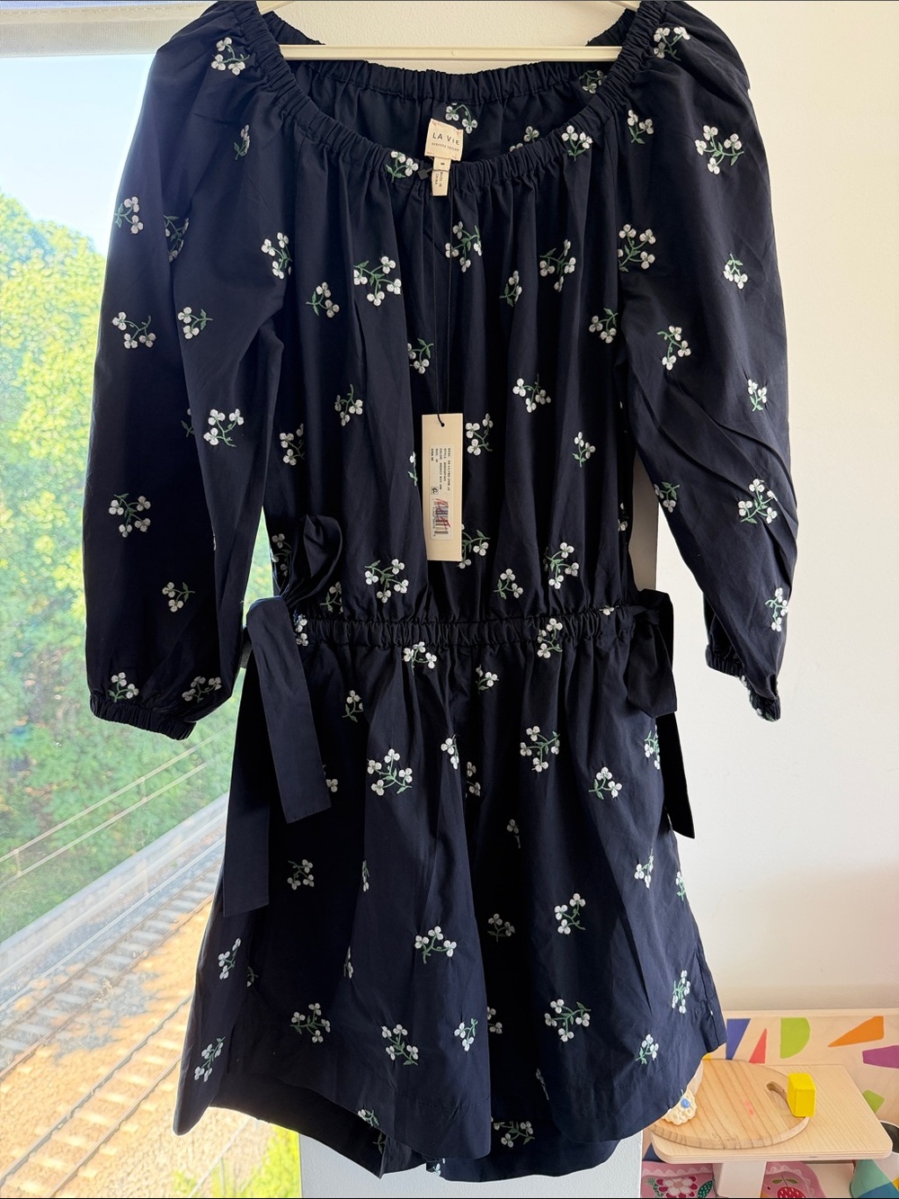 La Vie En Rose-Rebecca Taylor Navy Floral Off-Shoulder Romper